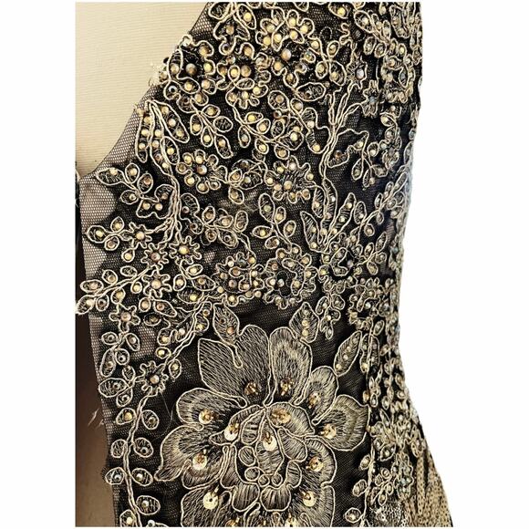 SAVOY Gold Dress Jacquard Beaded Sequins Ball Gown Strapless Princess Medium NWT - Picture 10 of 15